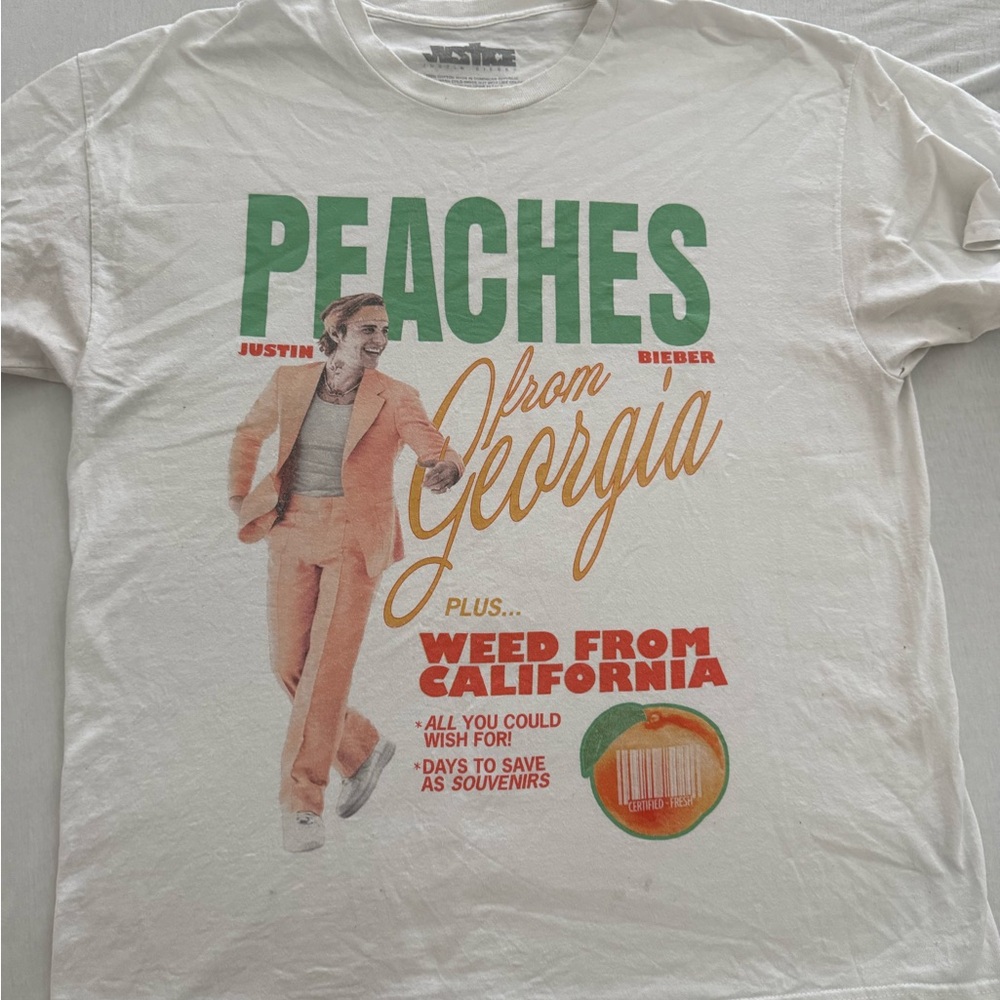 Justin Bieber “Peaches” White Graphic T-Shirt XL
